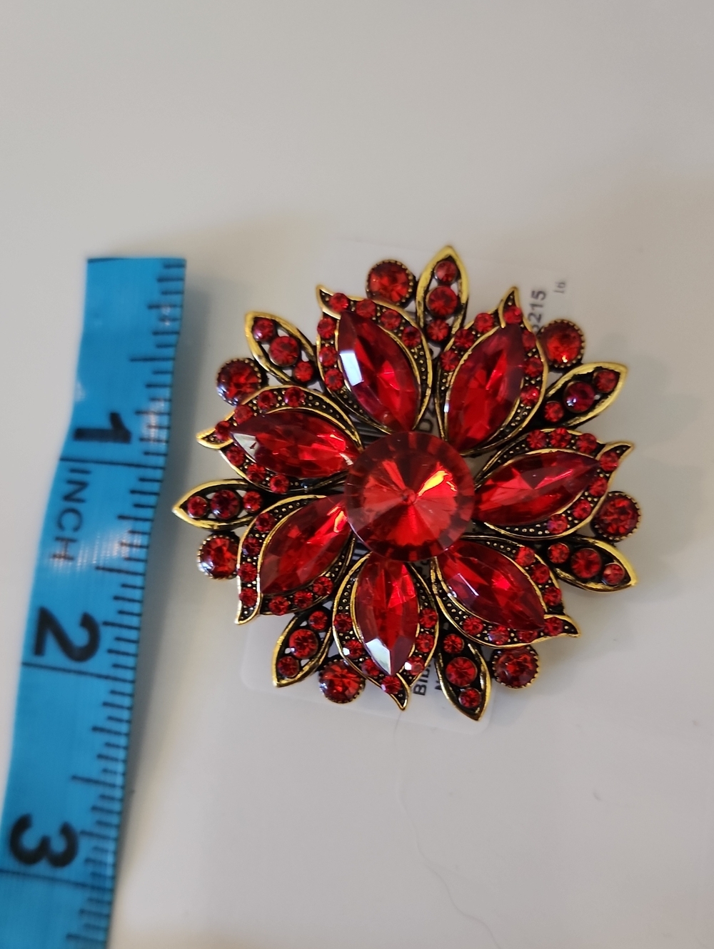 Red Crystal Flower Brooch Pin - Women's Jewelry